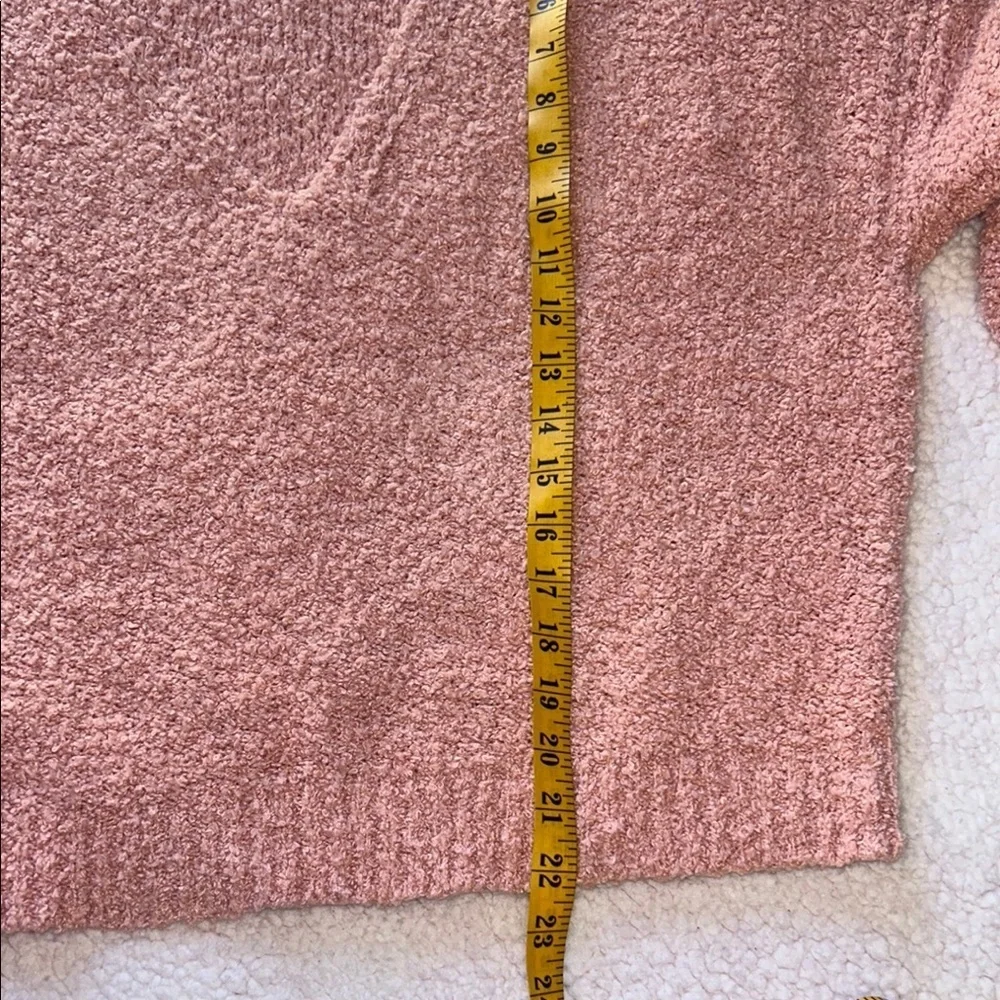Free People Pink V-Neck Sweater with Textured Knit